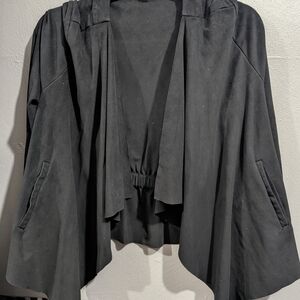 Baccini Black Draped Open-Front Blazer